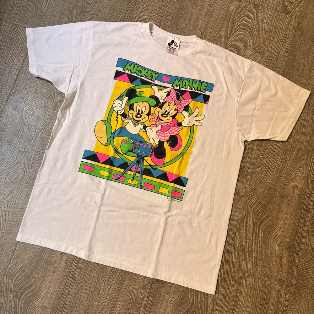 Vintage 90s Mickey & Minnie Mouse Double-Sided T-Shirt SINGLE STITCH MADE IN USA